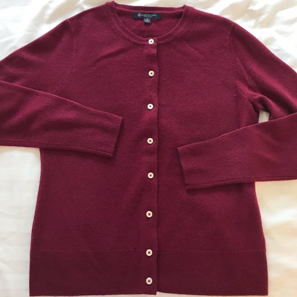 Brooks Brothers Sweaters - Brooks Brothers Burgundy Cashmere Cardigan